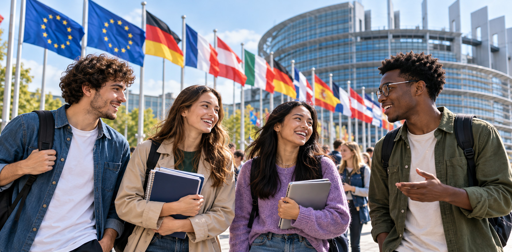 Students walking together during Erasmus+ mobility programme