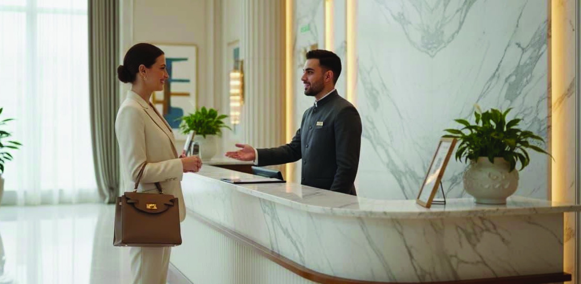 Professional hospitality reception desk environment in Barcelona